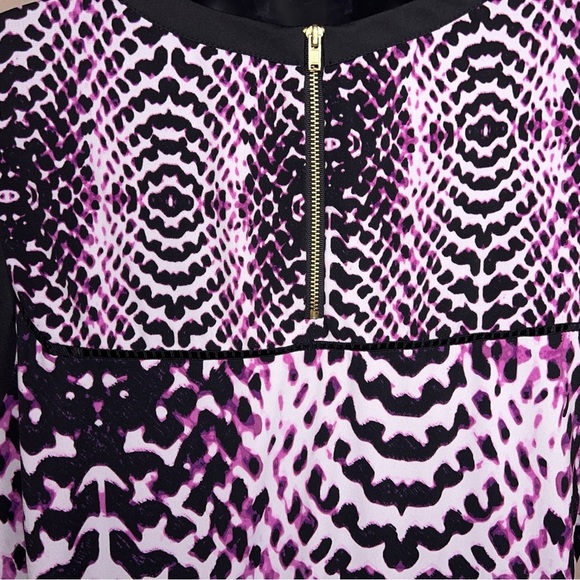 Large Worthington Sleeveless Blouse Purple Black Print Stretch Top - Picture 12 of 16